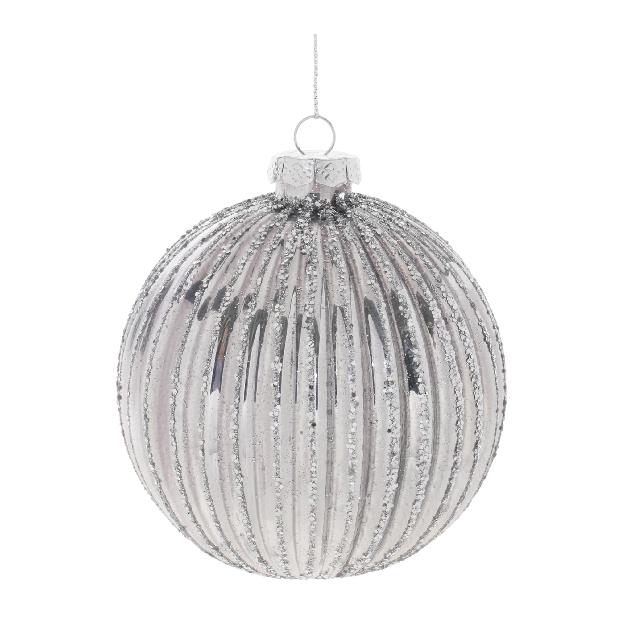 4" Glittered Glass Ball Ornament Set
